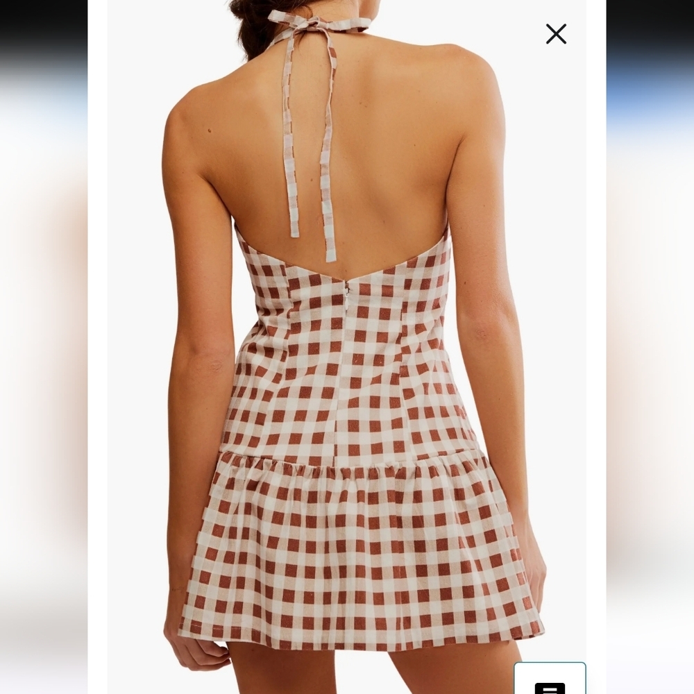 Free People Cecil Mini Dress in Brown Patina Combo Womens Large New - Picture 10 of 10